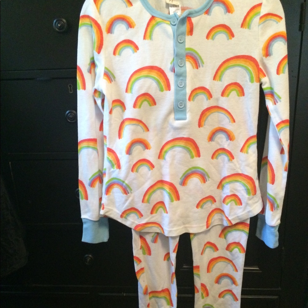 Rainbow long john pajama set